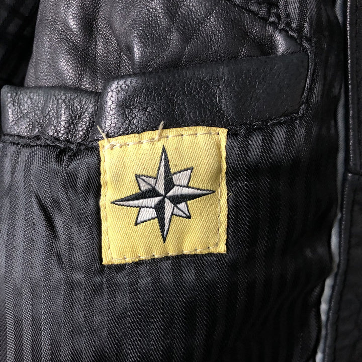 Boston Harbor Stand Collar Leather Blouson, Men's Size Small genuine leather black type Vintage Second Hand