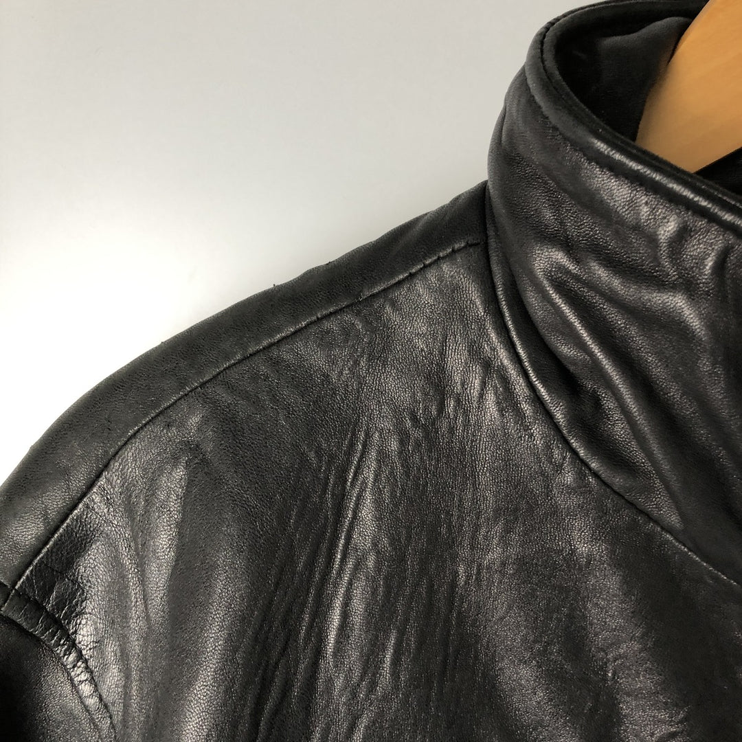 Boston Harbor Stand Collar Leather Blouson, Men's Size Small genuine leather black type Vintage Second Hand