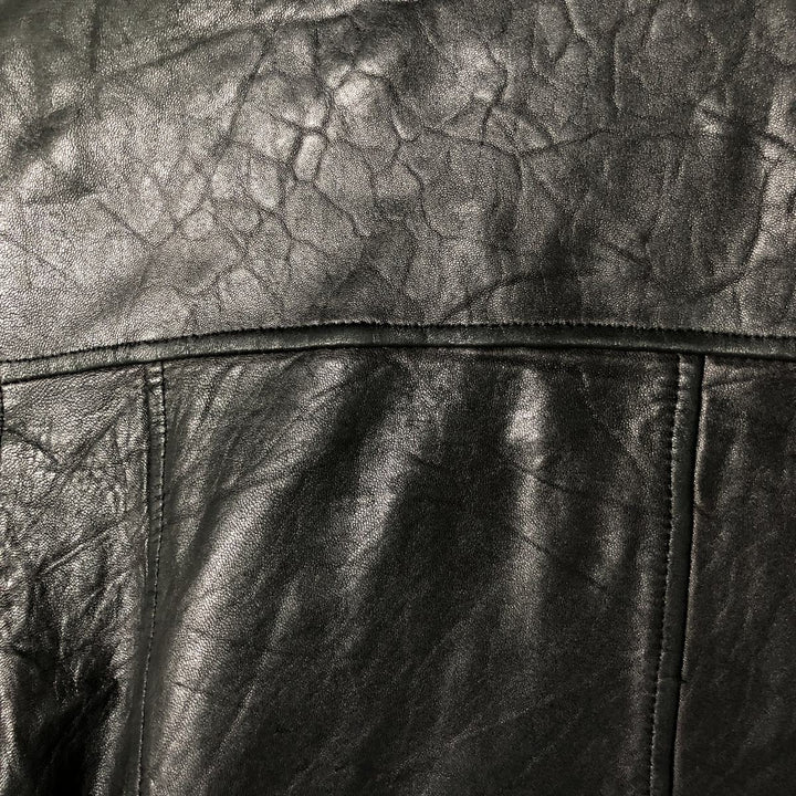 Boston Harbor Stand Collar Leather Blouson, Men's Size Small genuine leather black type Vintage Second Hand