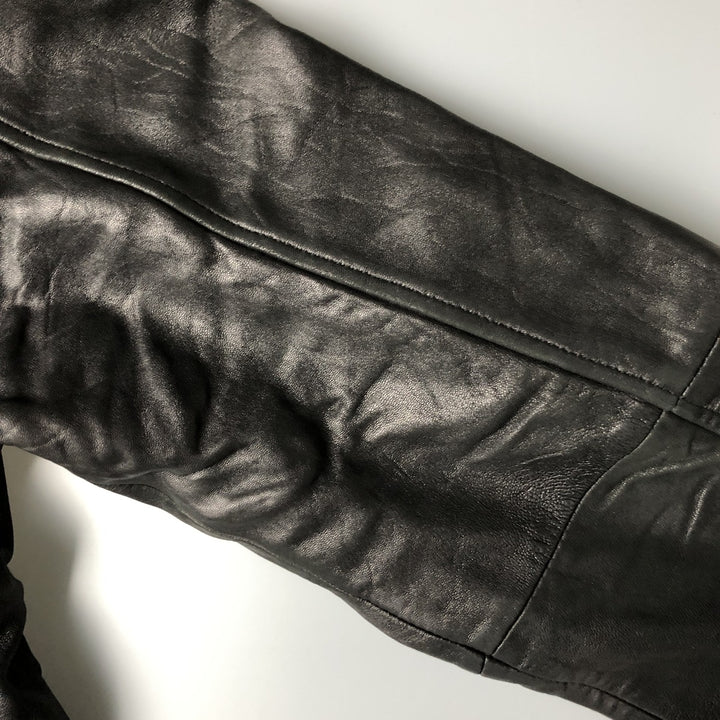 Boston Harbor Stand Collar Leather Blouson, Men's Size Small genuine leather black type Vintage Second Hand