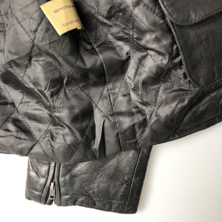 Boston Harbor Stand Collar Leather Blouson, Men's Size Small genuine leather black type Vintage Second Hand