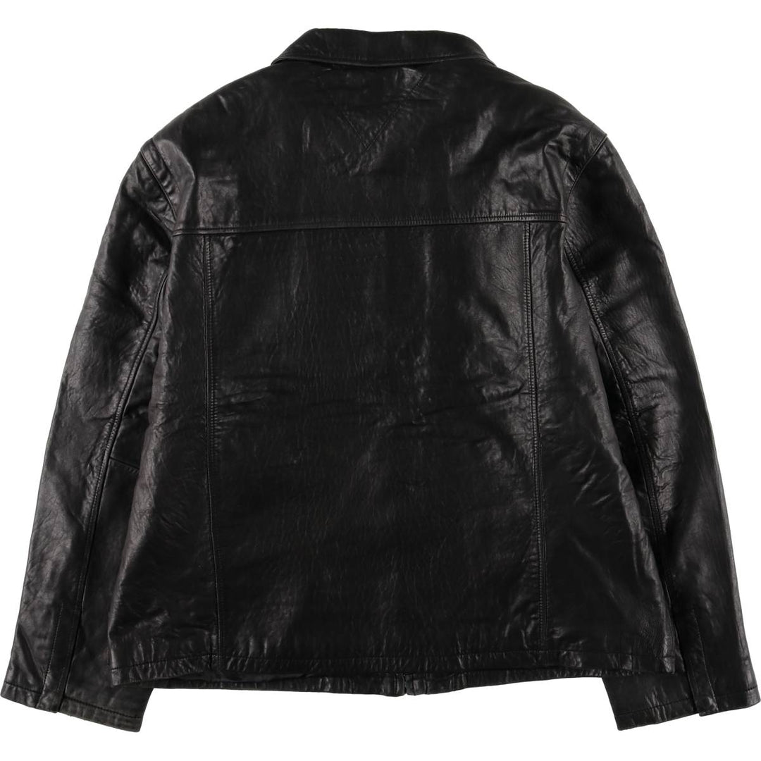 Tommy Hilfiger padded swing-top leather jacket, men's size XL genuine leather black type Vintage Second Hand
