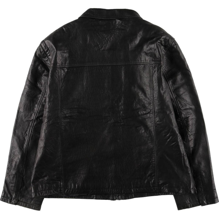 Tommy Hilfiger padded swing-top leather jacket, men's size XL genuine leather black type Vintage Second Hand