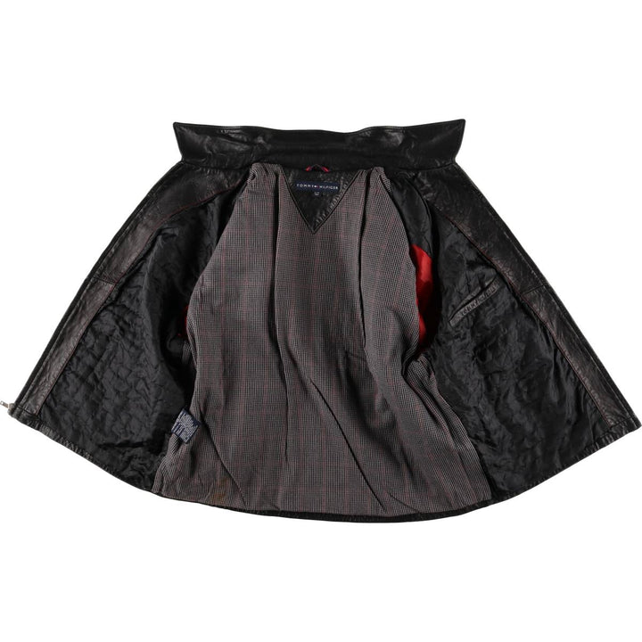 Tommy Hilfiger padded swing-top leather jacket, men's size XL genuine leather black type Vintage Second Hand