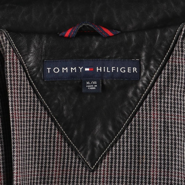 Tommy Hilfiger padded swing-top leather jacket, men's size XL genuine leather black type Vintage Second Hand