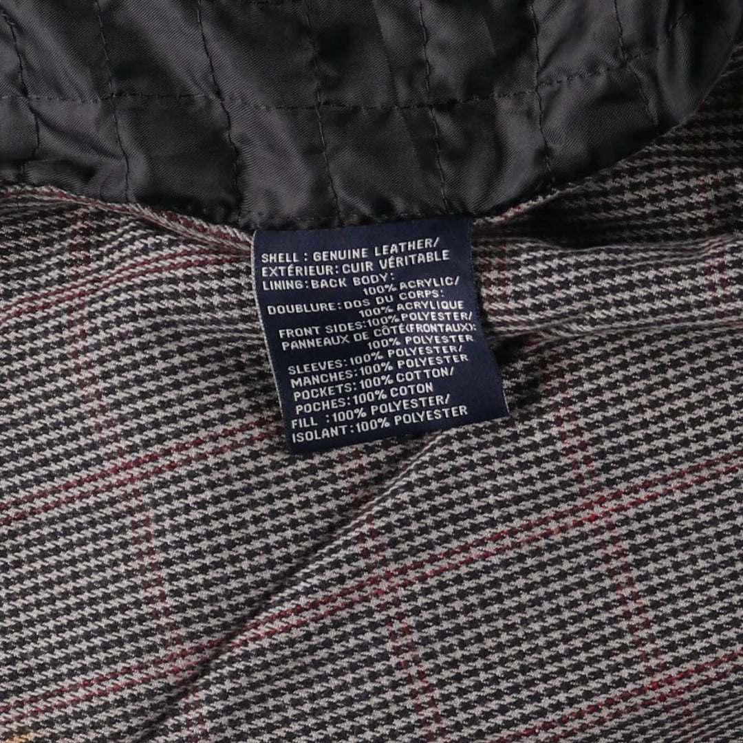 Tommy Hilfiger padded swing-top leather jacket, men's size XL genuine leather black type Vintage Second Hand