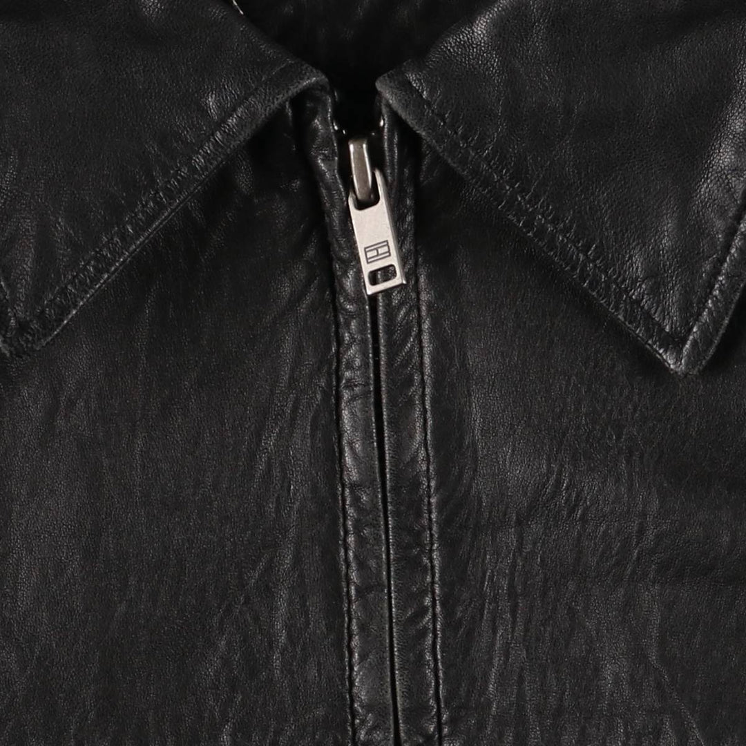 Tommy Hilfiger padded swing-top leather jacket, men's size XL genuine leather black type Vintage Second Hand