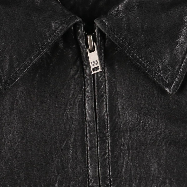 Tommy Hilfiger padded swing-top leather jacket, men's size XL genuine leather black type Vintage Second Hand