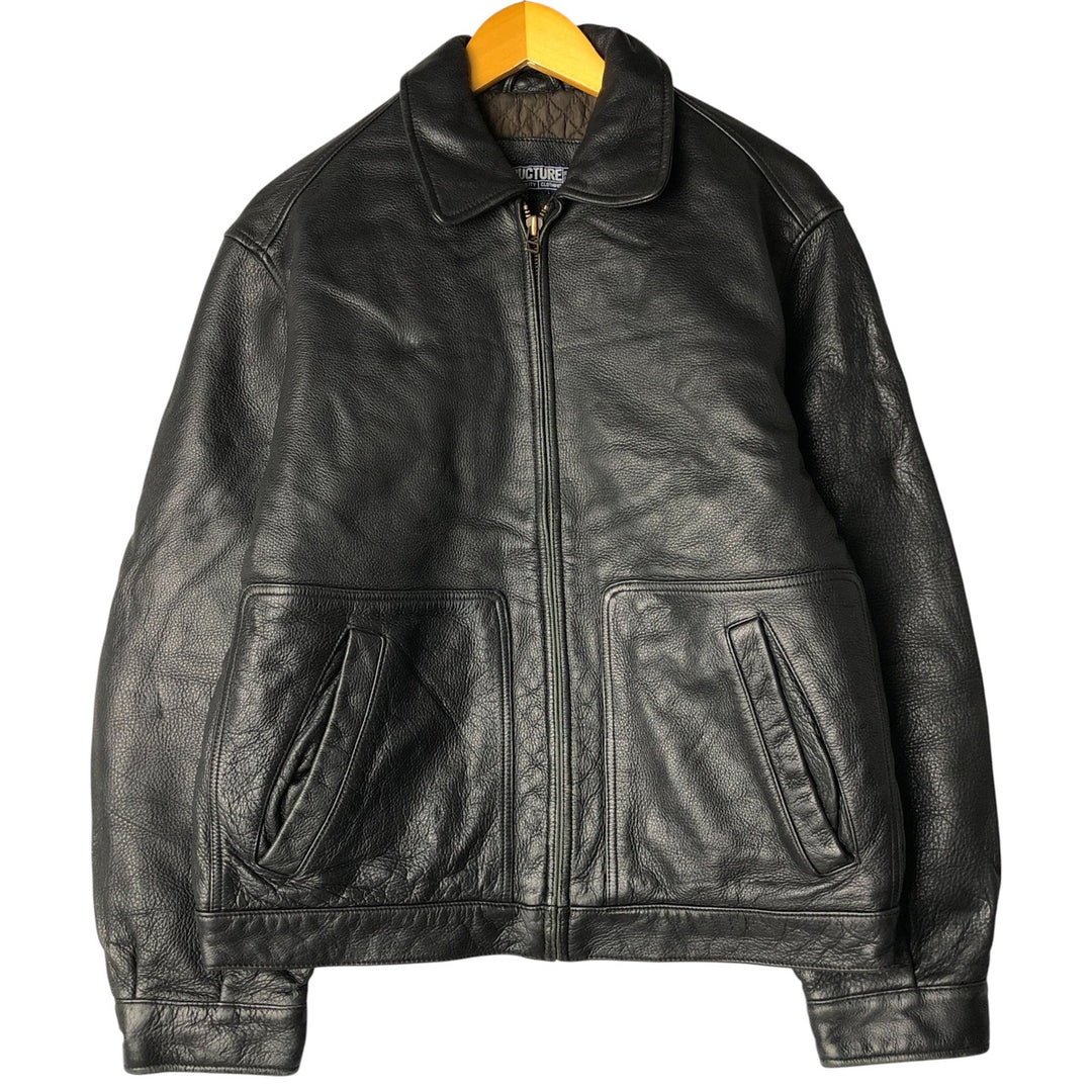 STRUCTURE Swing Top Leather Blouson, Men's Size M genuine leather black type Vintage Second Hand