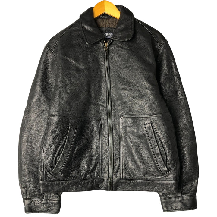STRUCTURE Swing Top Leather Blouson, Men's Size M genuine leather black type Vintage Second Hand