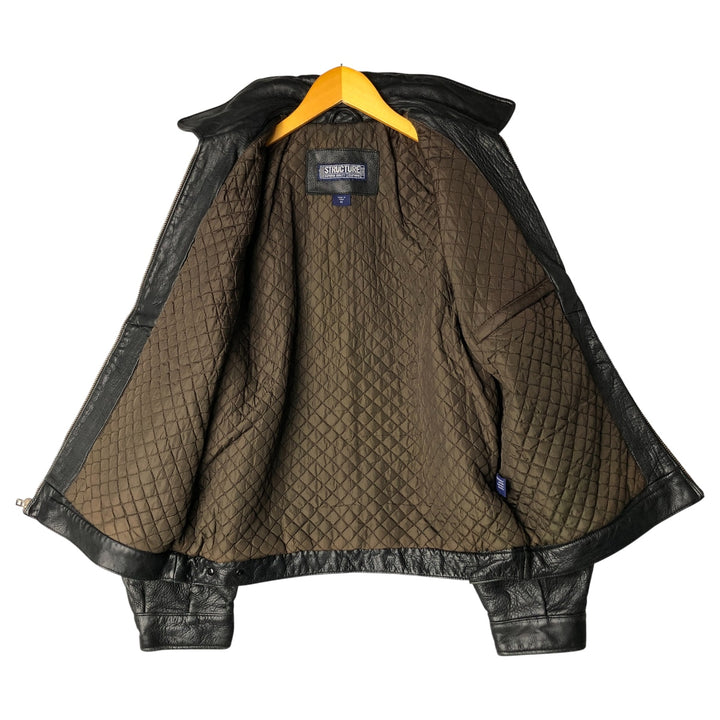 STRUCTURE Swing Top Leather Blouson, Men's Size M genuine leather black type Vintage Second Hand