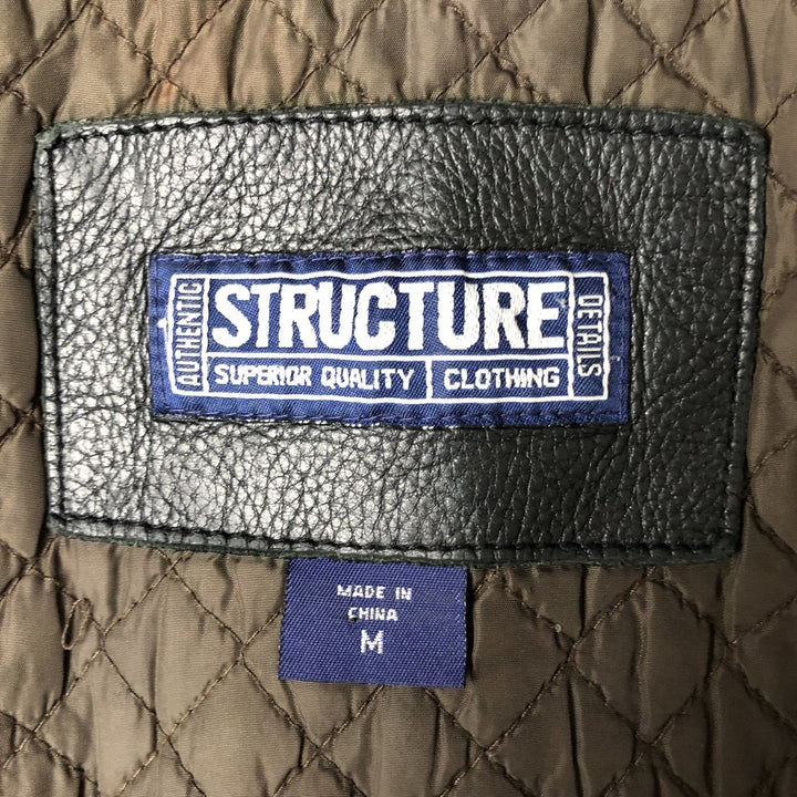 STRUCTURE Swing Top Leather Blouson, Men's Size M genuine leather black type Vintage Second Hand