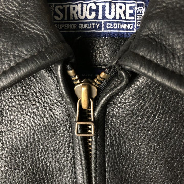 STRUCTURE Swing Top Leather Blouson, Men's Size M genuine leather black type Vintage Second Hand