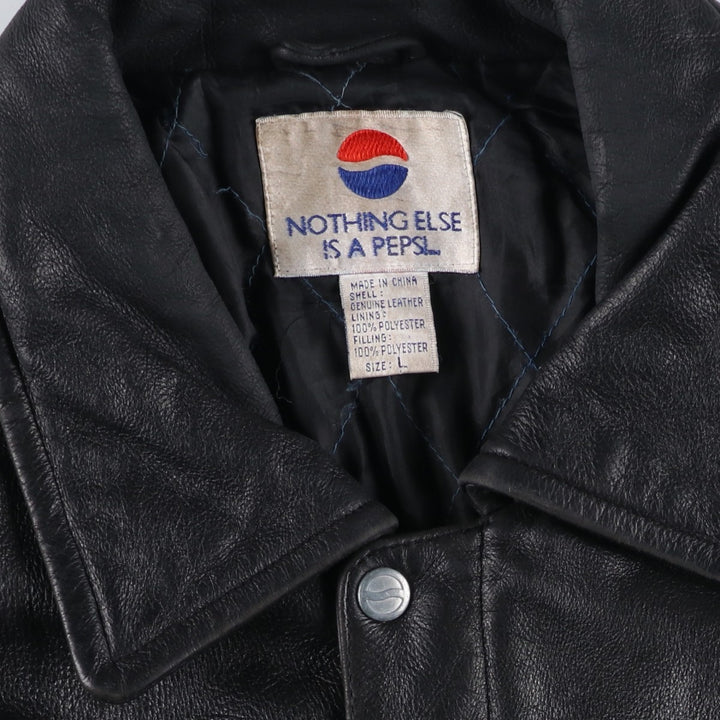 NOTHING ELSE IS A PEPSI Vintage Padded Leather Blouson, Men's Size L genuine leather black type Vintage Second Hand
