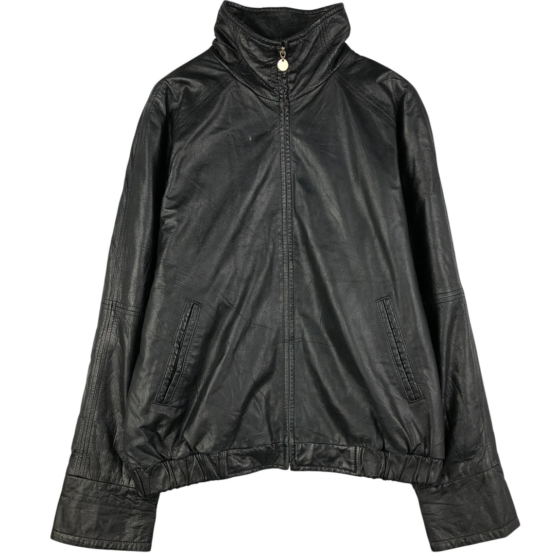 Padded leather blouson type, men's size L genuine leather black type Vintage Second Hand
