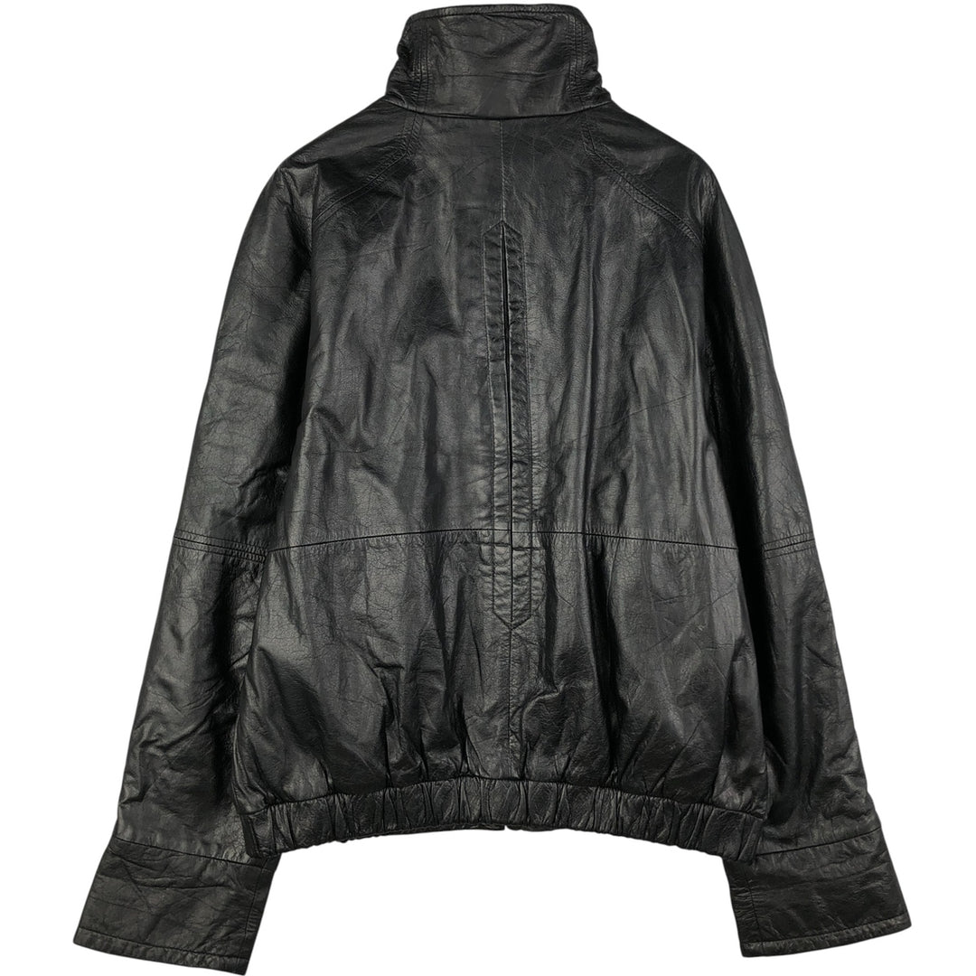 Padded leather blouson type, men's size L genuine leather black type Vintage Second Hand