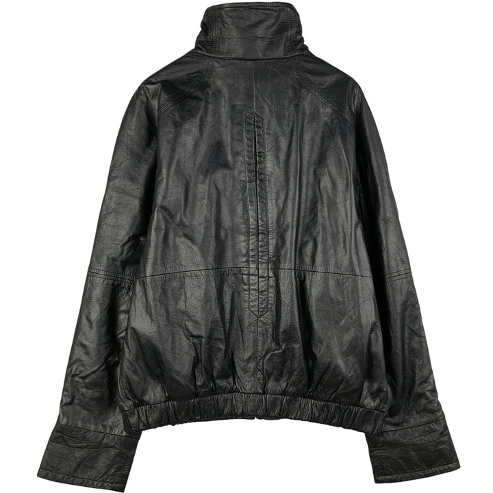 Padded leather blouson type, men's size L genuine leather black type Vintage Second Hand