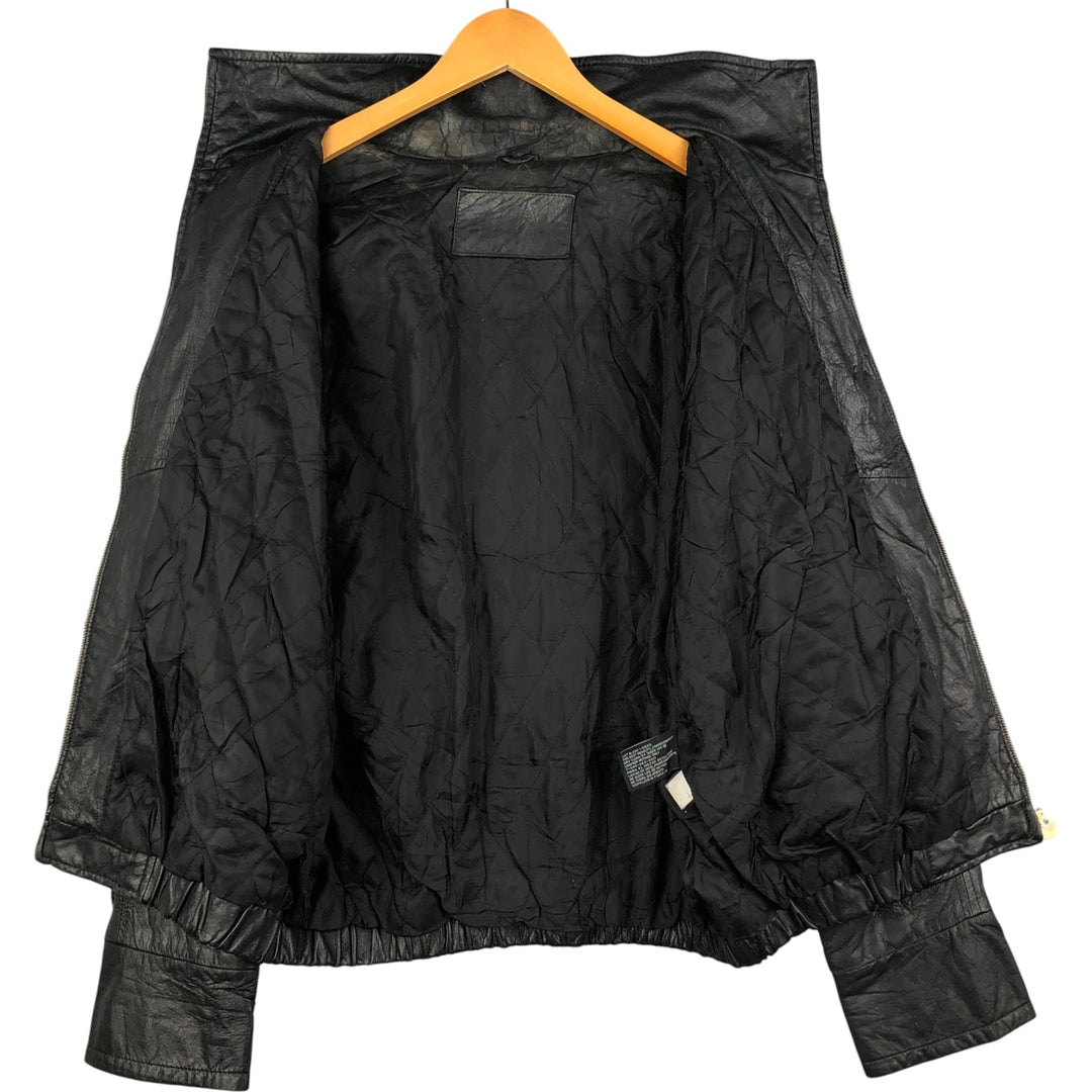 Padded leather blouson type, men's size L genuine leather black type Vintage Second Hand