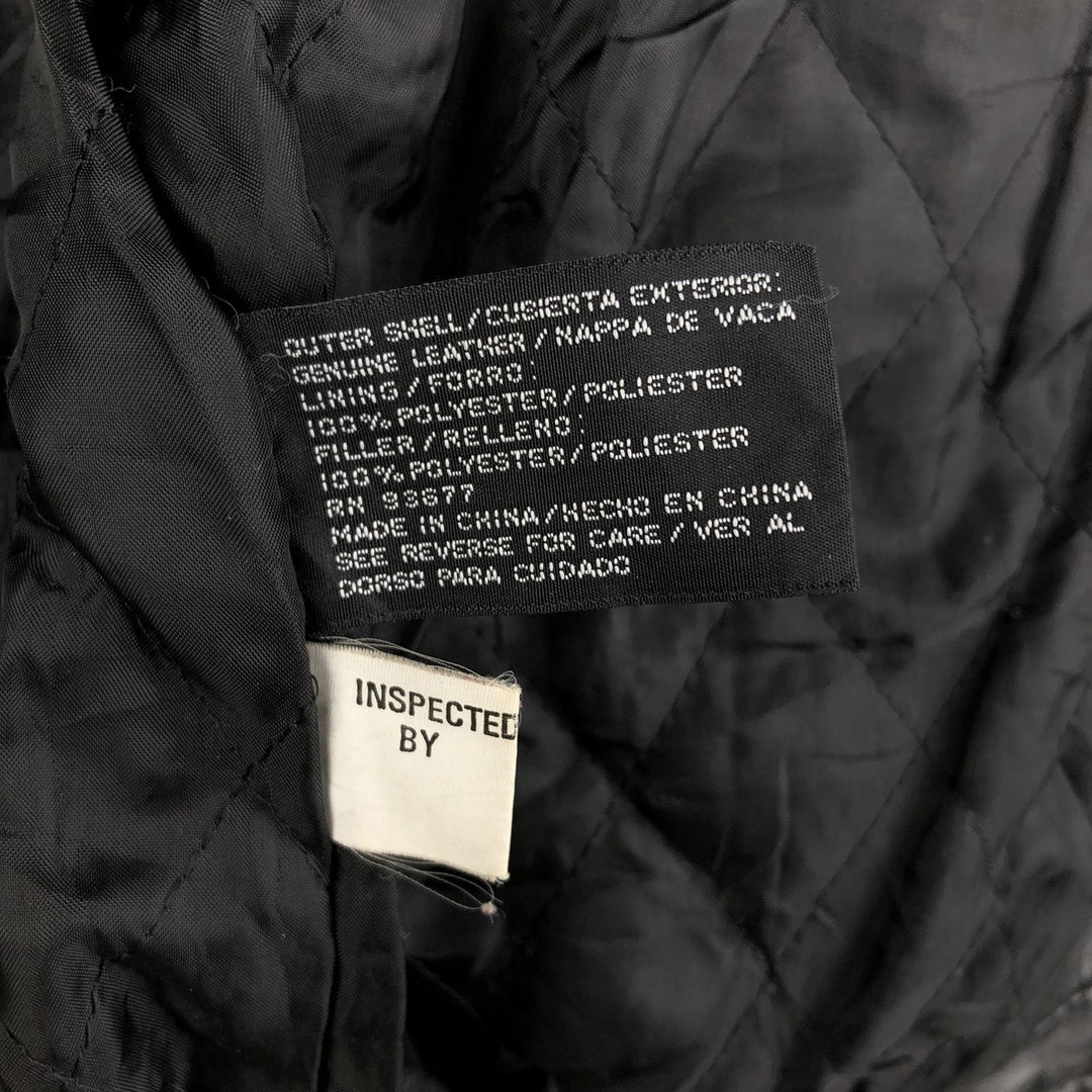 Padded leather blouson type, men's size L genuine leather black type Vintage Second Hand