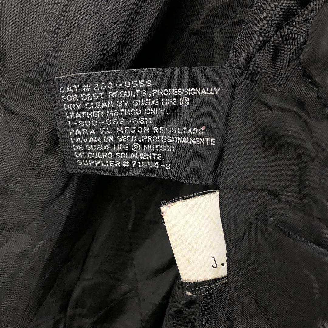 Padded leather blouson type, men's size L genuine leather black type Vintage Second Hand