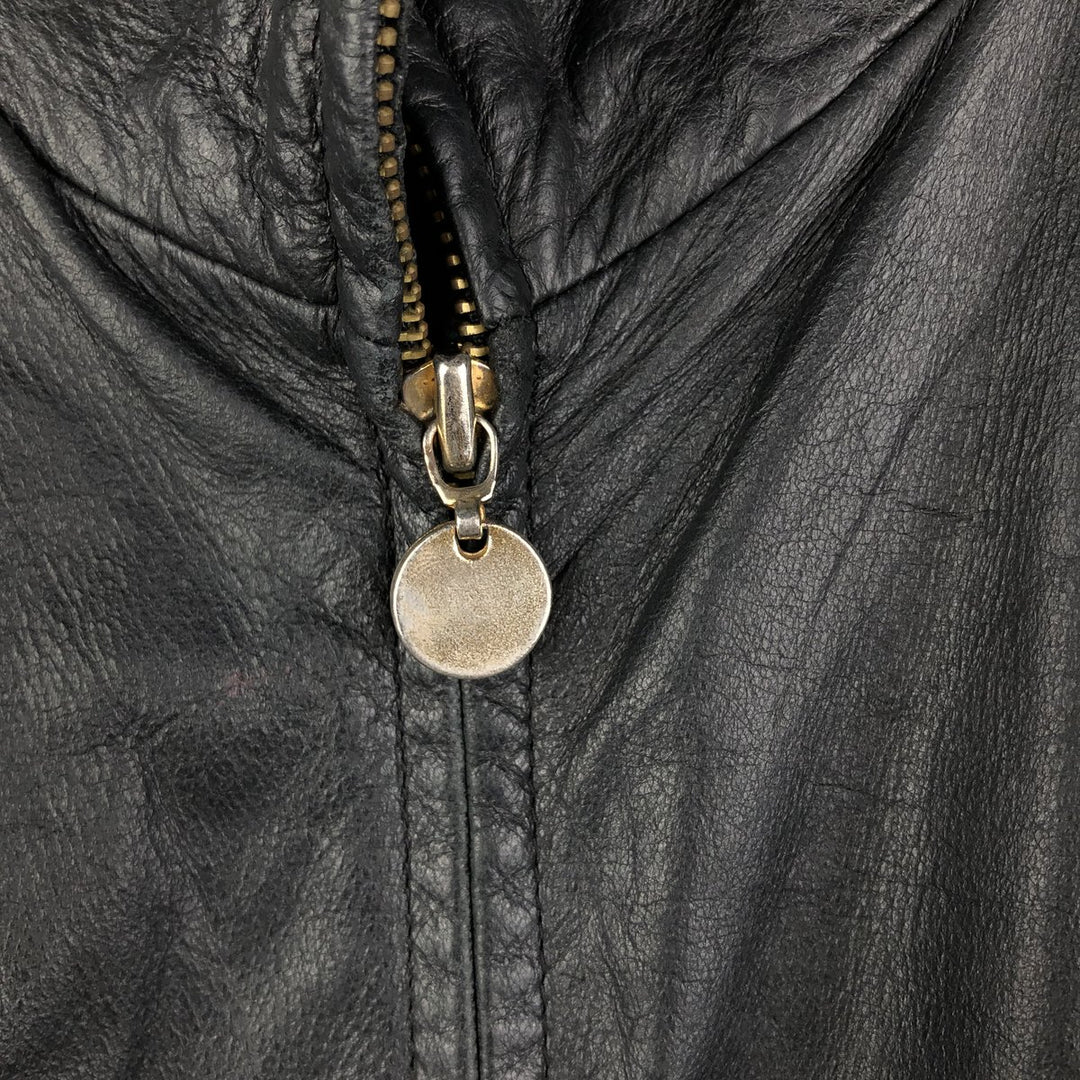 Padded leather blouson type, men's size L genuine leather black type Vintage Second Hand