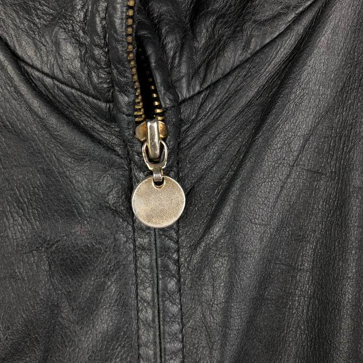 Padded leather blouson type, men's size L genuine leather black type Vintage Second Hand