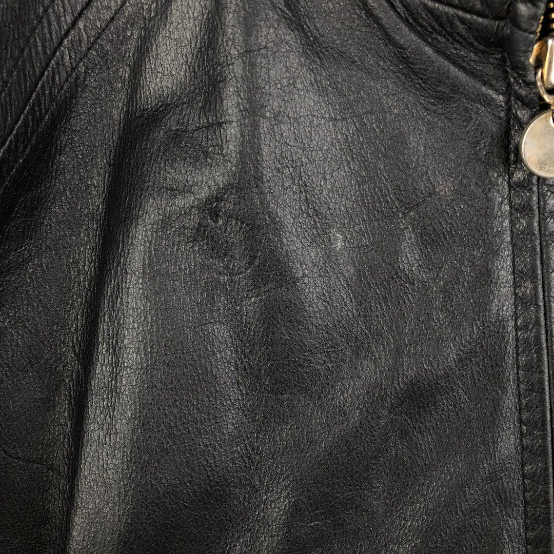 Padded leather blouson type, men's size L genuine leather black type Vintage Second Hand