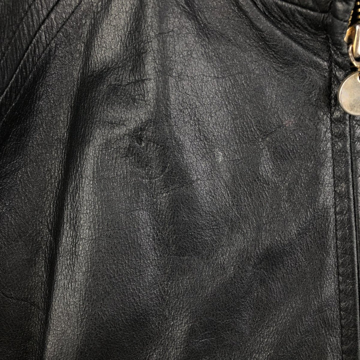 Padded leather blouson type, men's size L genuine leather black type Vintage Second Hand