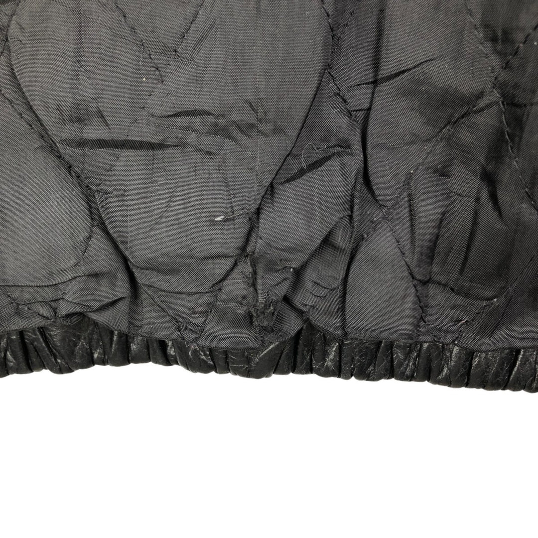 Padded leather blouson type, men's size L genuine leather black type Vintage Second Hand