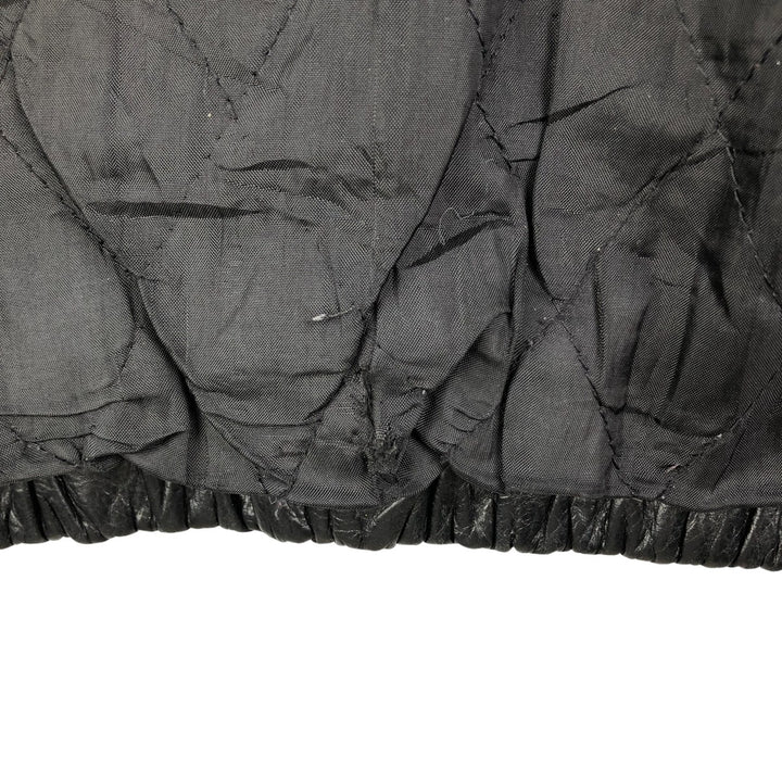 Padded leather blouson type, men's size L genuine leather black type Vintage Second Hand