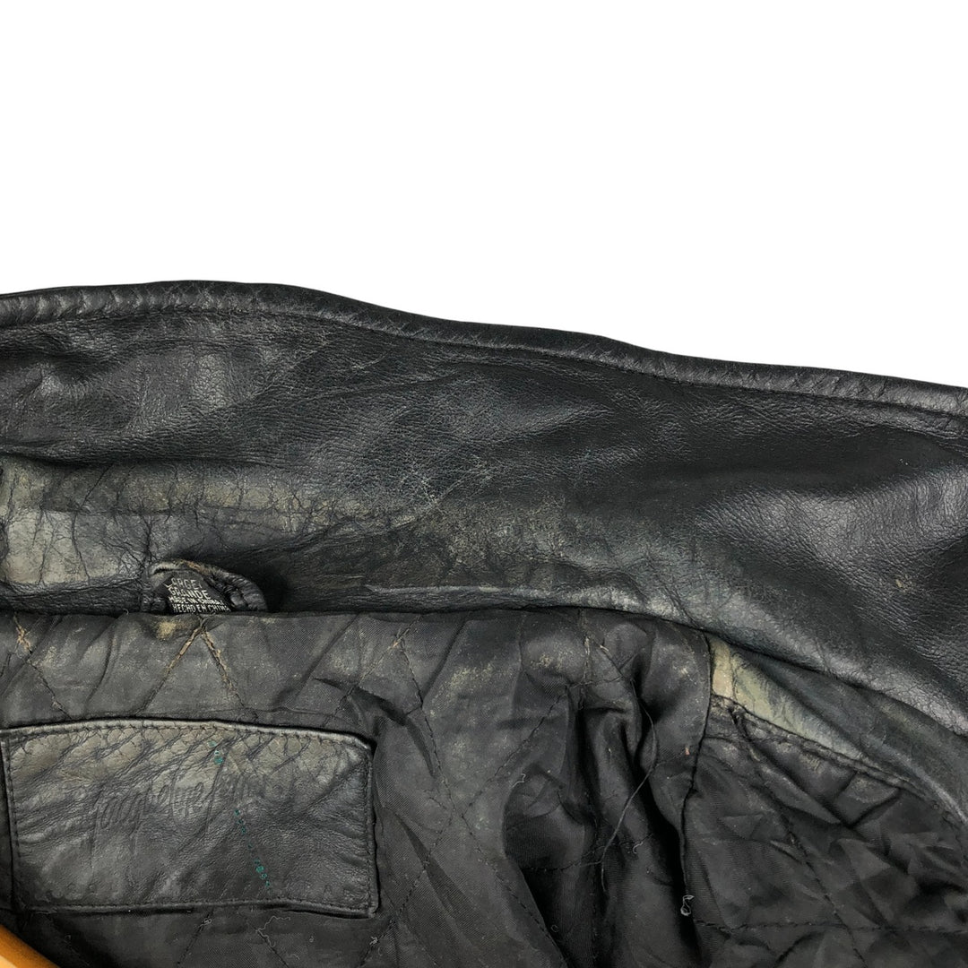 Padded leather blouson type, men's size L genuine leather black type Vintage Second Hand