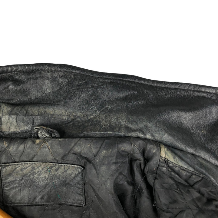 Padded leather blouson type, men's size L genuine leather black type Vintage Second Hand