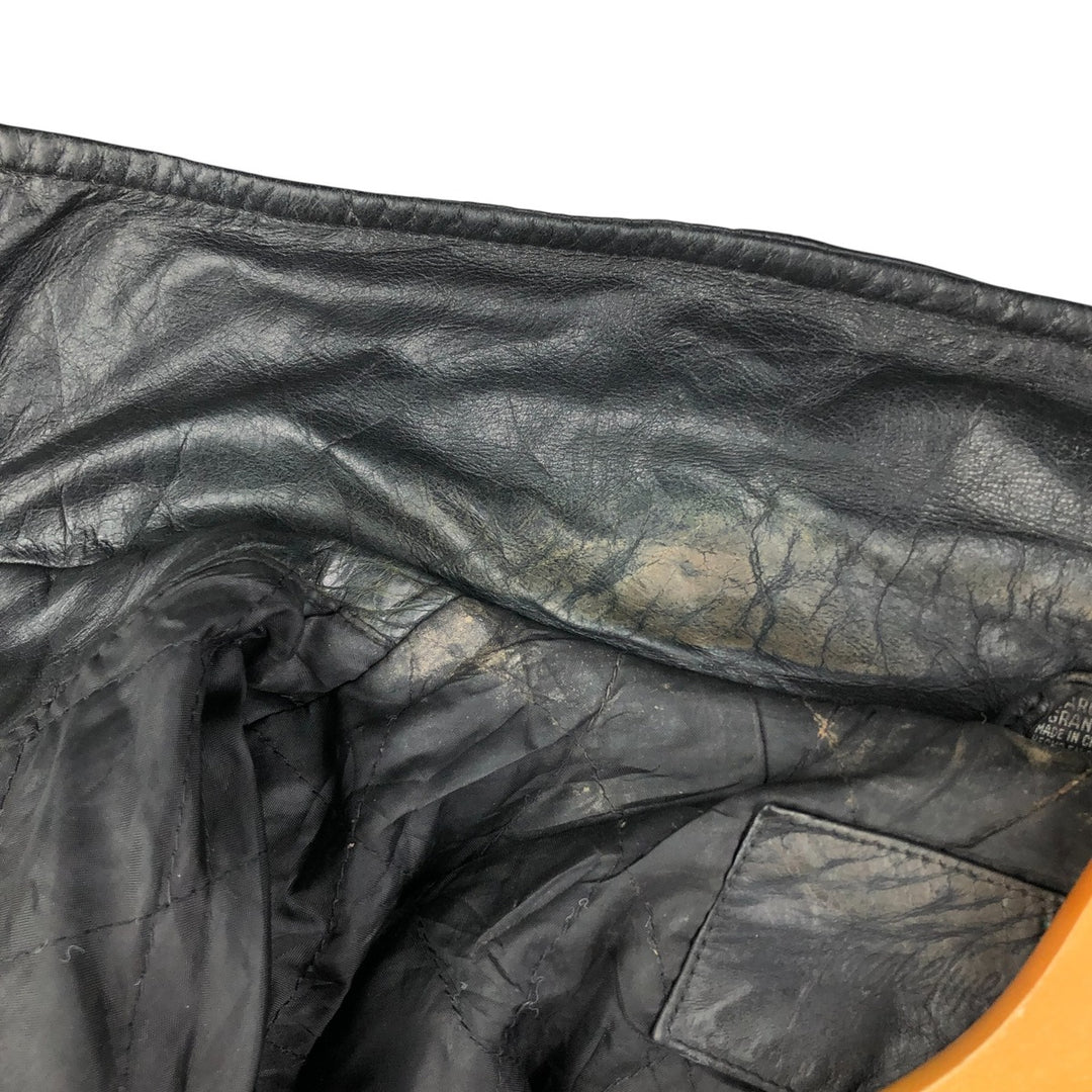 Padded leather blouson type, men's size L genuine leather black type Vintage Second Hand