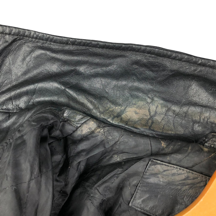 Padded leather blouson type, men's size L genuine leather black type Vintage Second Hand
