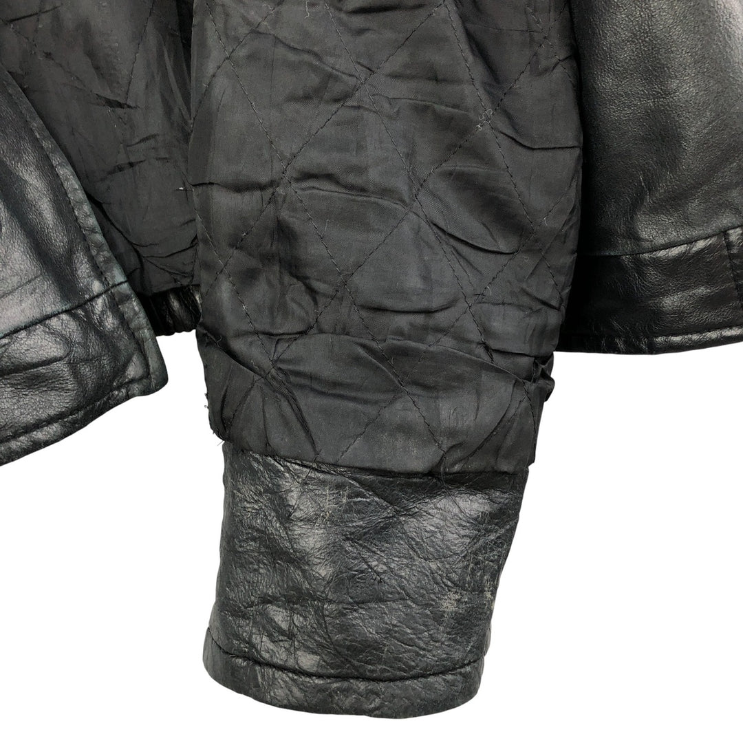 Padded leather blouson type, men's size L genuine leather black type Vintage Second Hand