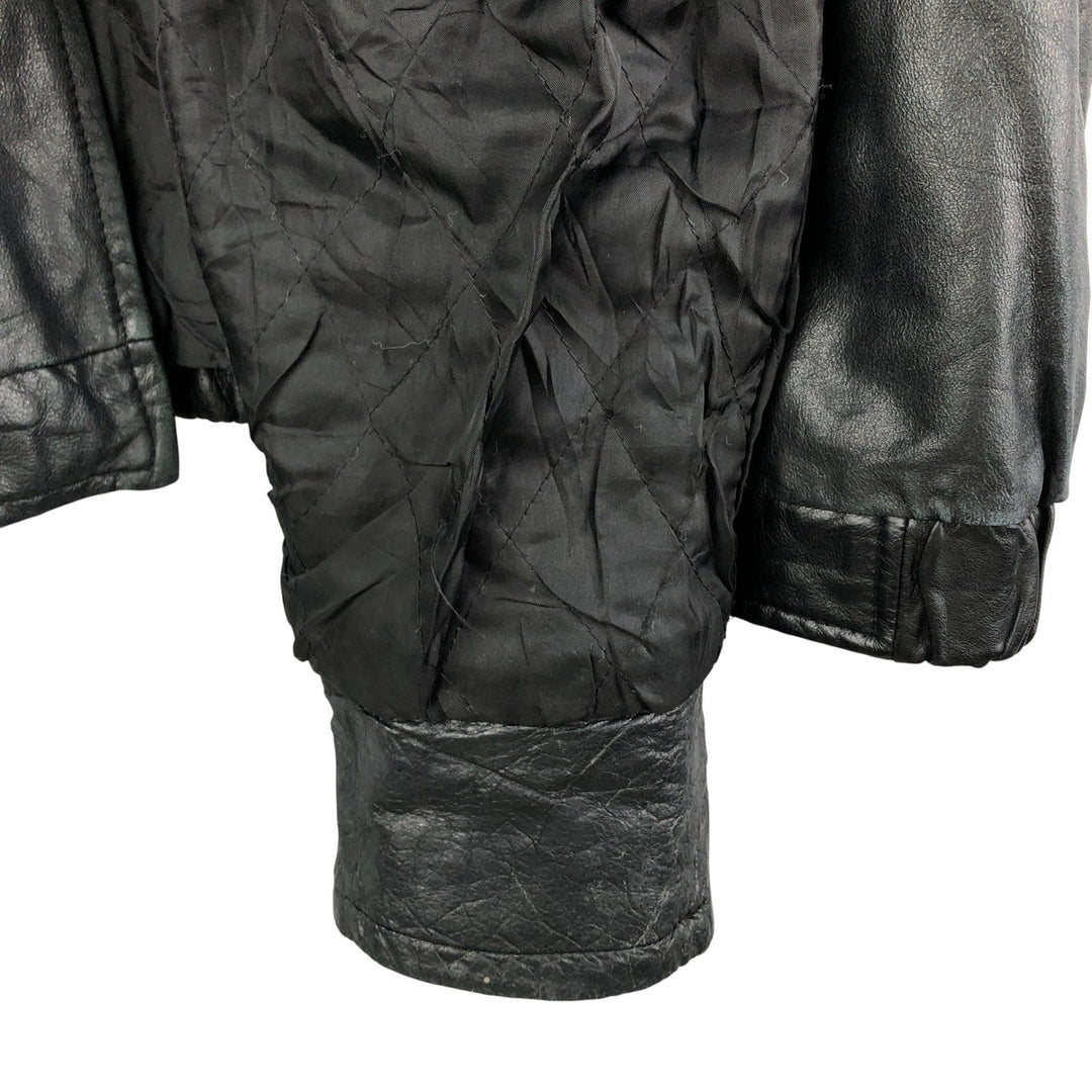 Padded leather blouson type, men's size L genuine leather black type Vintage Second Hand