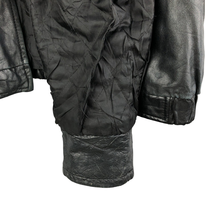 Padded leather blouson type, men's size L genuine leather black type Vintage Second Hand