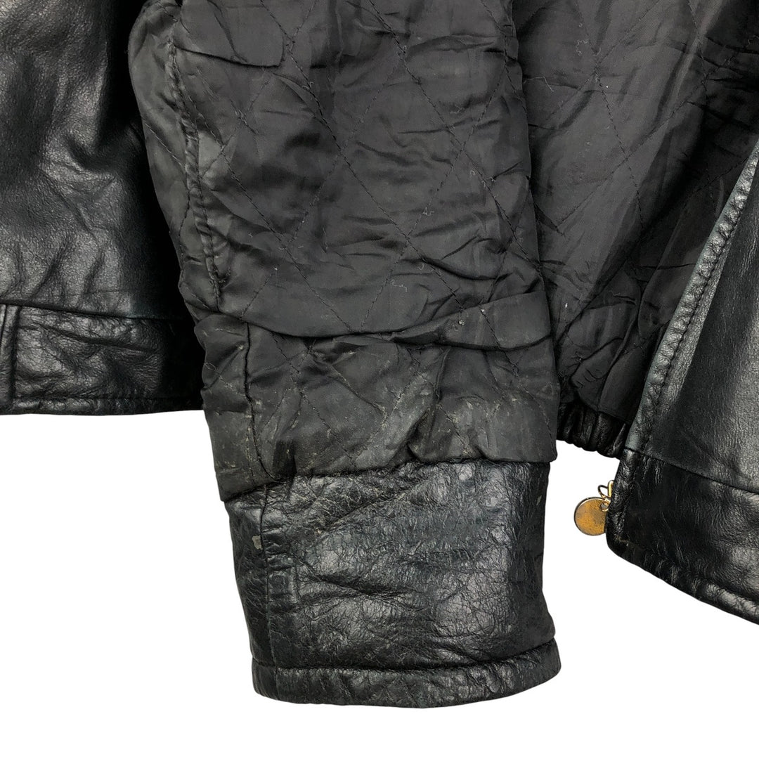 Padded leather blouson type, men's size L genuine leather black type Vintage Second Hand