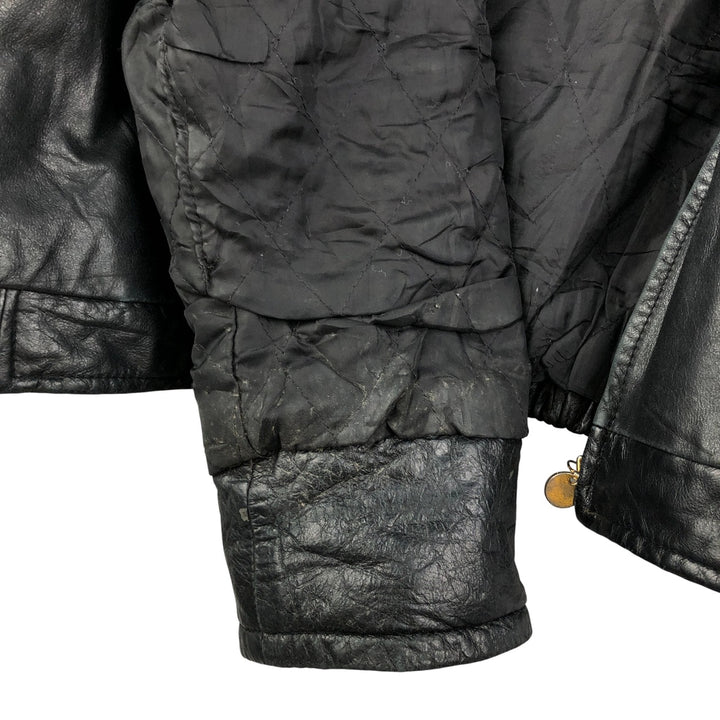 Padded leather blouson type, men's size L genuine leather black type Vintage Second Hand