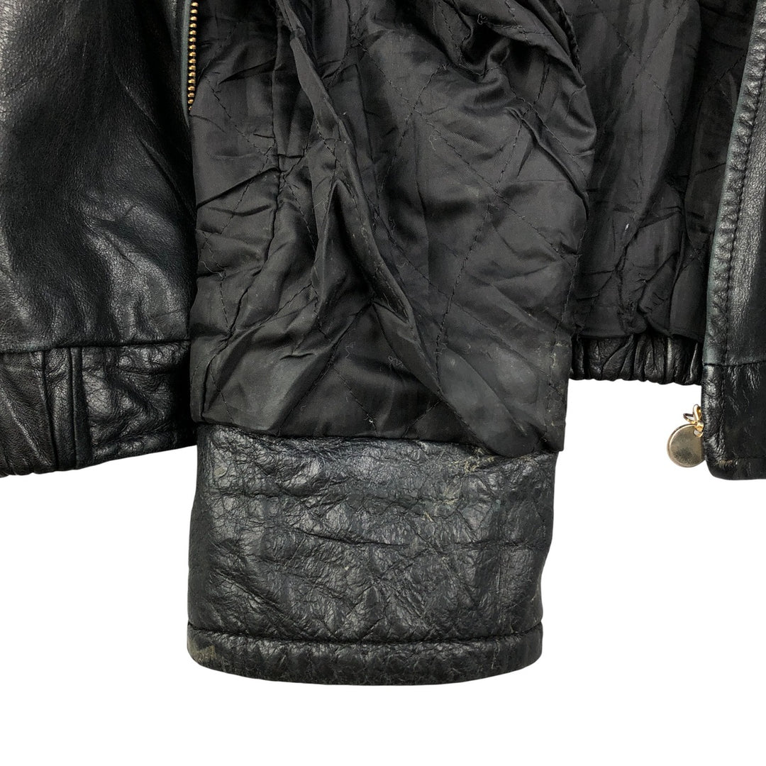 Padded leather blouson type, men's size L genuine leather black type Vintage Second Hand