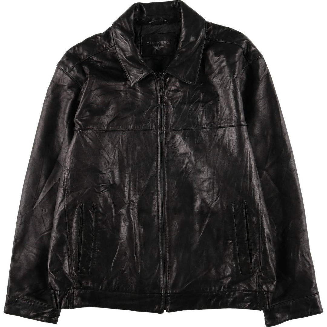 Dockers Swing Top Padded Leather Blouson, Men's XL genuine leather black type Vintage Second Hand