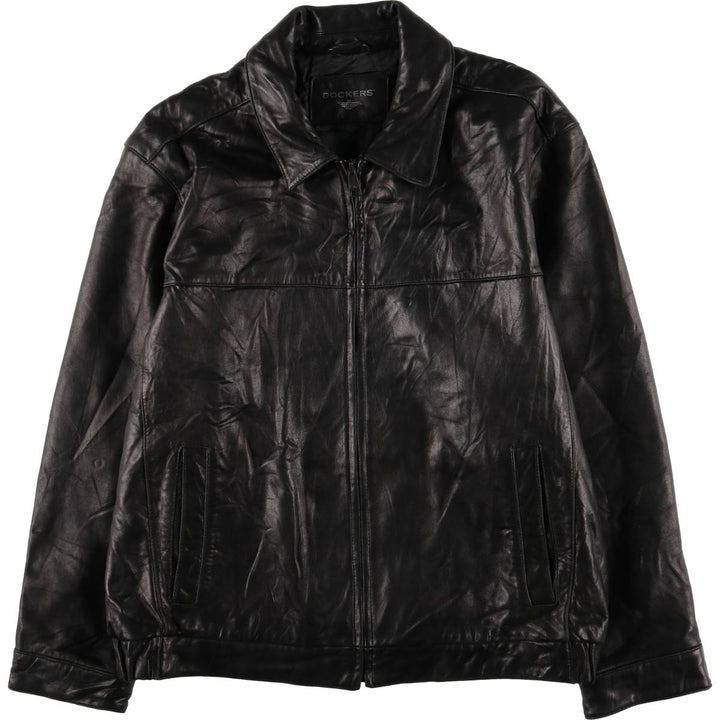 Dockers Swing Top Padded Leather Blouson, Men's XL genuine leather black type Vintage Second Hand