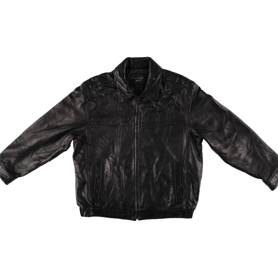 Dockers Swing Top Padded Leather Blouson, Men's XL genuine leather black type Vintage Second Hand
