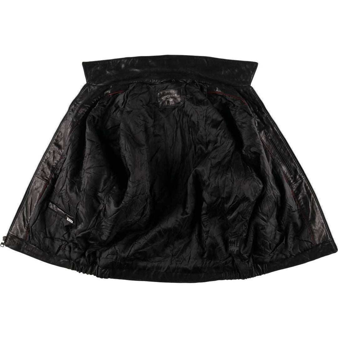 Dockers Swing Top Padded Leather Blouson, Men's XL genuine leather black type Vintage Second Hand