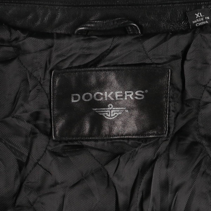 Dockers Swing Top Padded Leather Blouson, Men's XL genuine leather black type Vintage Second Hand