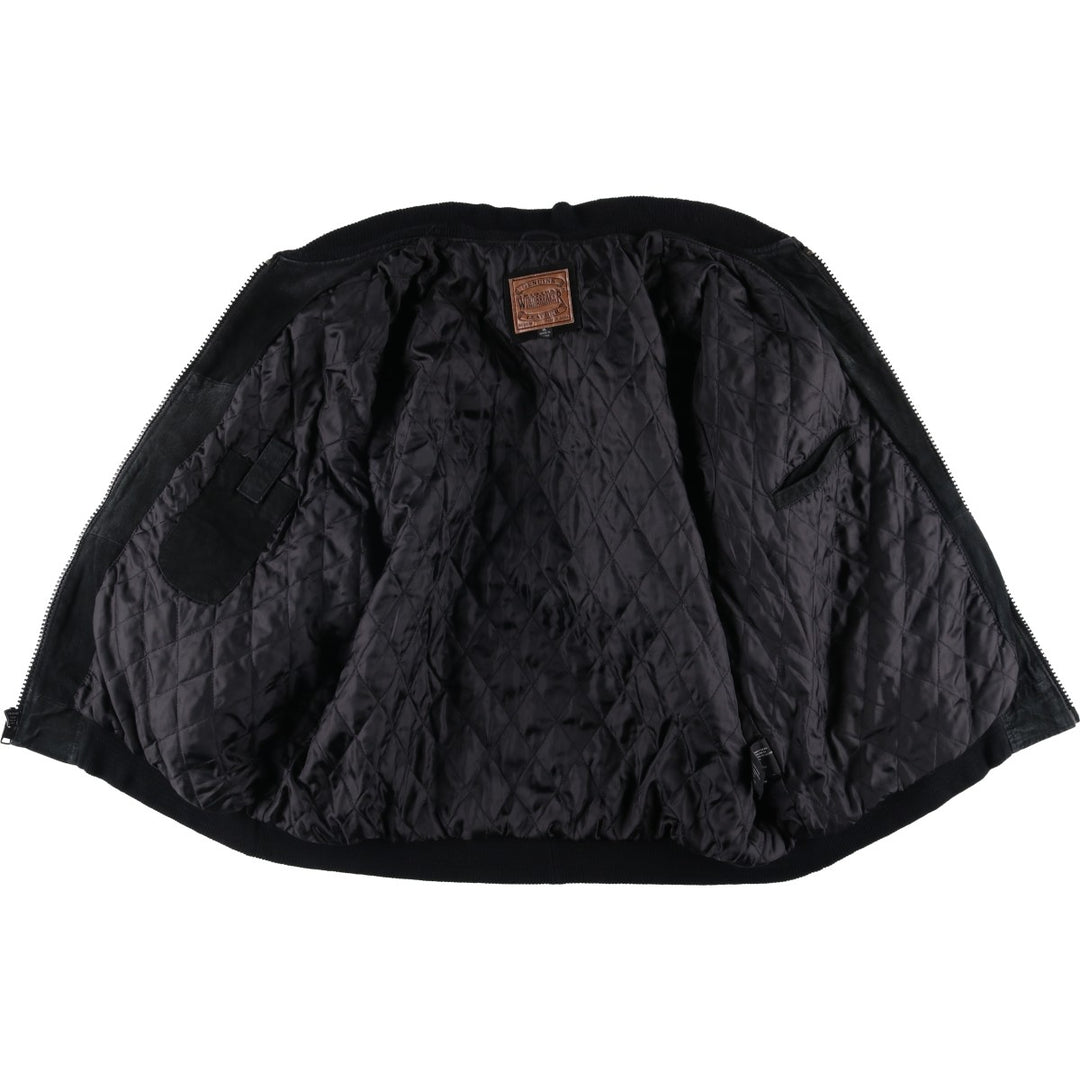WINDBREAKER Padded Suede Leather Blouson, Men's XL Genuine Leather Suede Leather black type Vintage Second Hand