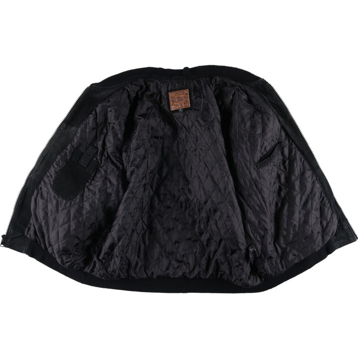 WINDBREAKER Padded Suede Leather Blouson, Men's XL Genuine Leather Suede Leather black type Vintage Second Hand