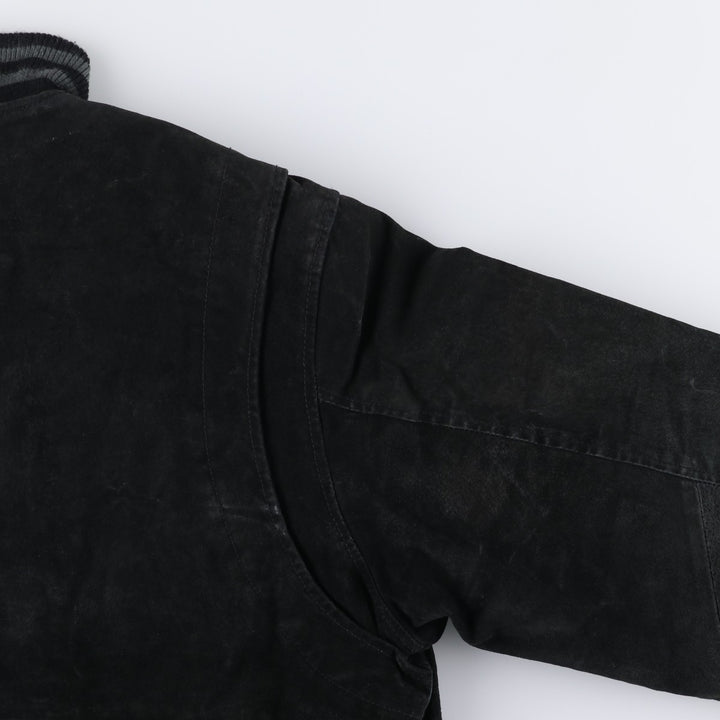 WINDBREAKER Padded Suede Leather Blouson, Men's XL Genuine Leather Suede Leather black type Vintage Second Hand