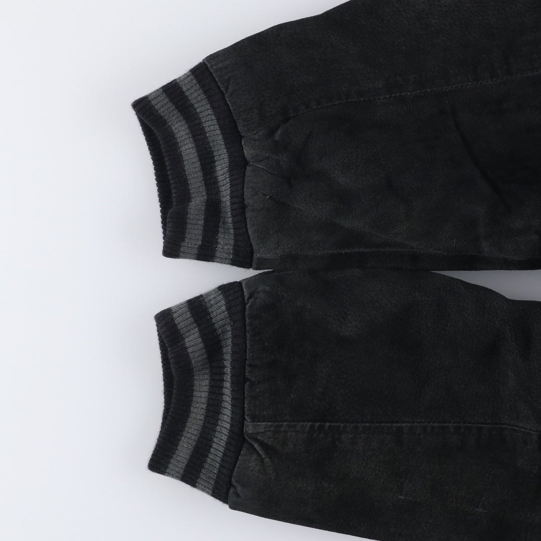 WINDBREAKER Padded Suede Leather Blouson, Men's XL Genuine Leather Suede Leather black type Vintage Second Hand