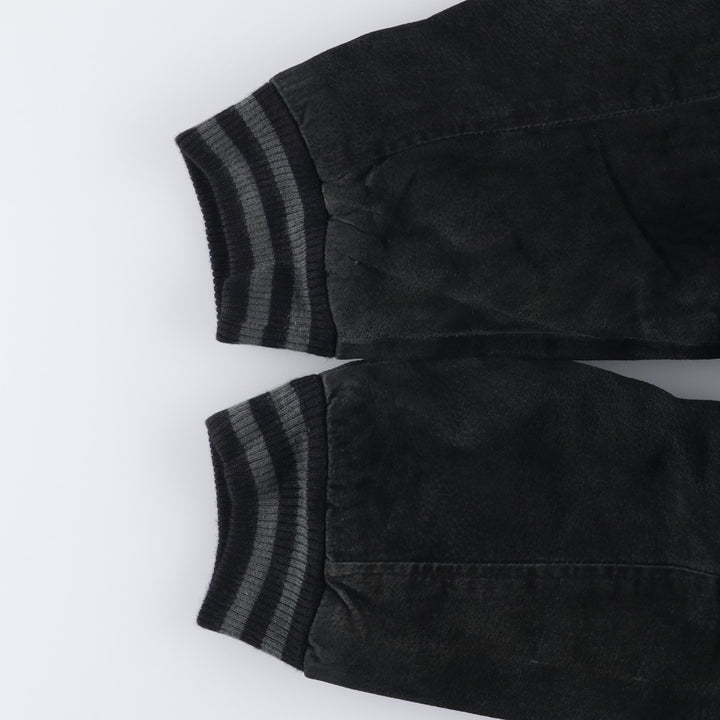 WINDBREAKER Padded Suede Leather Blouson, Men's XL Genuine Leather Suede Leather black type Vintage Second Hand